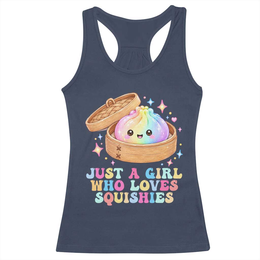 Just A Girl Who Loves Squishies Racerback Tank Top Cute Rainbow Dumpling Squishy Graphic