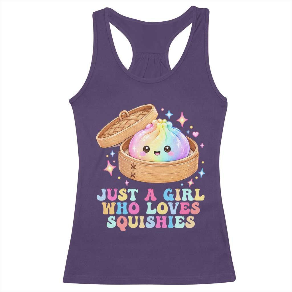 Just A Girl Who Loves Squishies Racerback Tank Top Cute Rainbow Dumpling Squishy Graphic