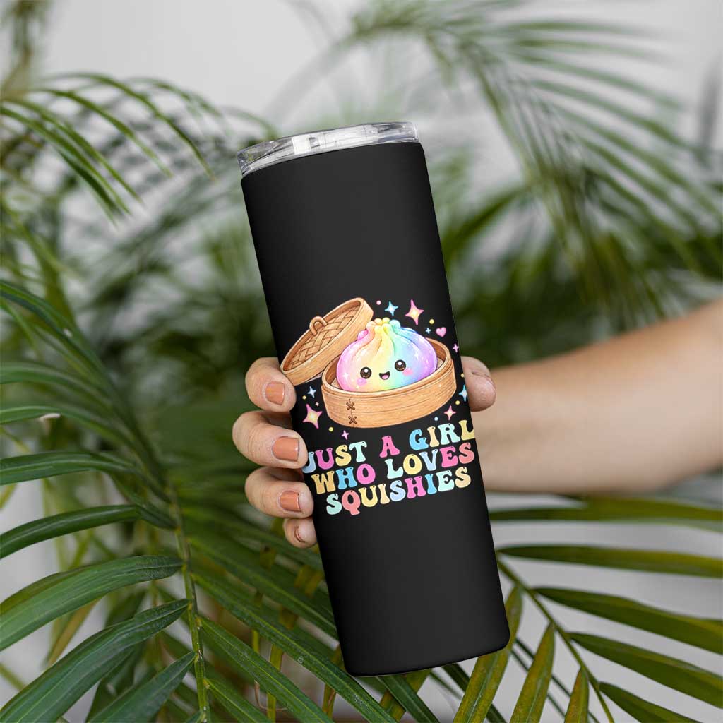 Just A Girl Who Loves Squishies Skinny Tumbler Cute Rainbow Dumpling Squishy Graphic