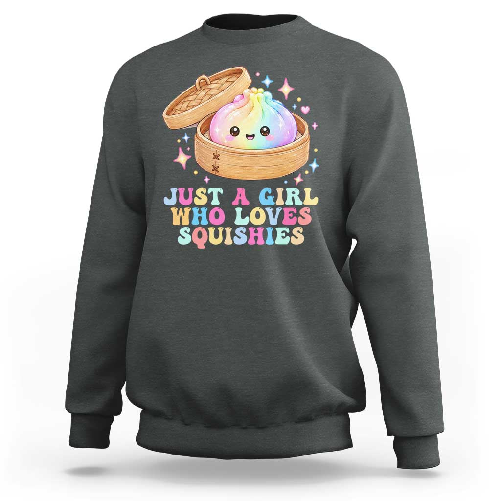 Just A Girl Who Loves Squishies Sweatshirt Cute Rainbow Dumpling Squishy Graphic