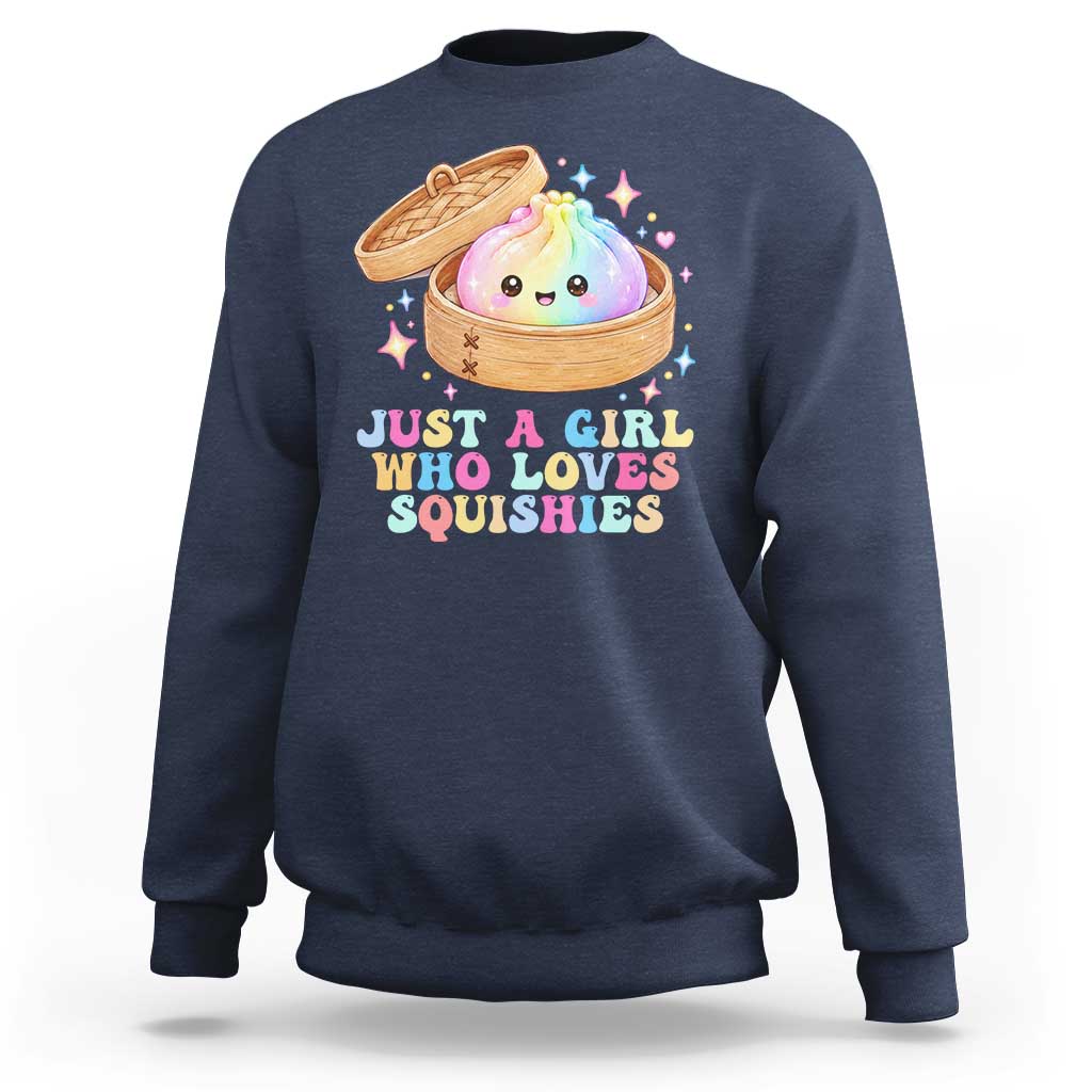 Just A Girl Who Loves Squishies Sweatshirt Cute Rainbow Dumpling Squishy Graphic
