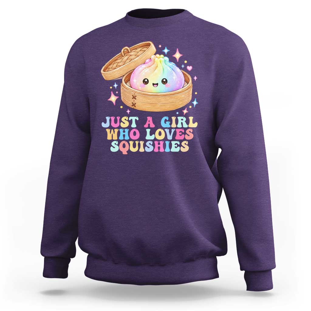 Just A Girl Who Loves Squishies Sweatshirt Cute Rainbow Dumpling Squishy Graphic