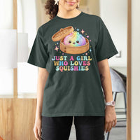 Just A Girl Who Loves Squishies T Shirt For Women Cute Rainbow Dumpling Squishy Graphic