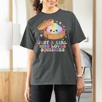 Just A Girl Who Loves Squishies T Shirt For Women Cute Rainbow Dumpling Squishy Graphic