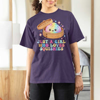 Just A Girl Who Loves Squishies T Shirt For Women Cute Rainbow Dumpling Squishy Graphic
