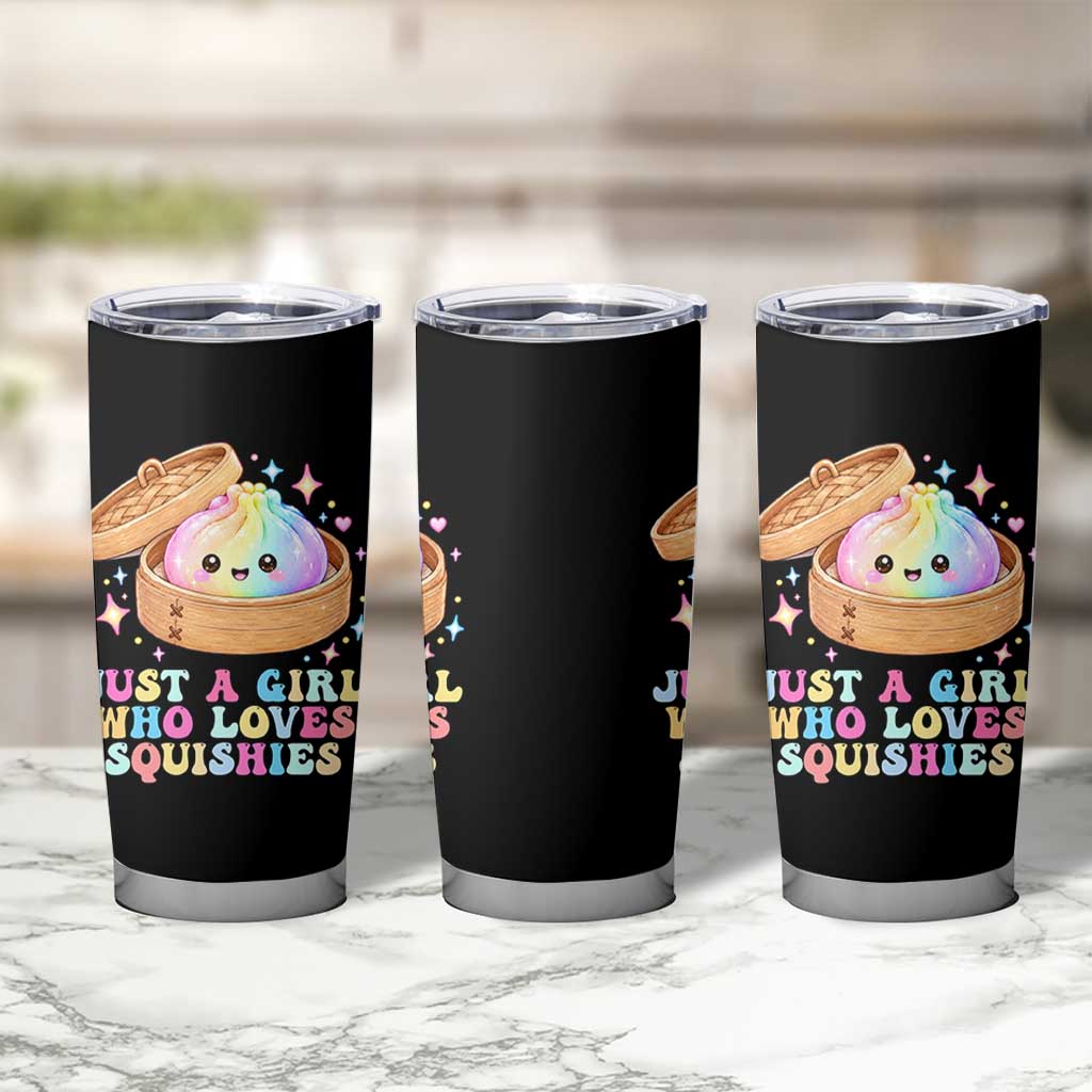 Just A Girl Who Loves Squishies Tumbler Cup Cute Rainbow Dumpling Squishy Graphic
