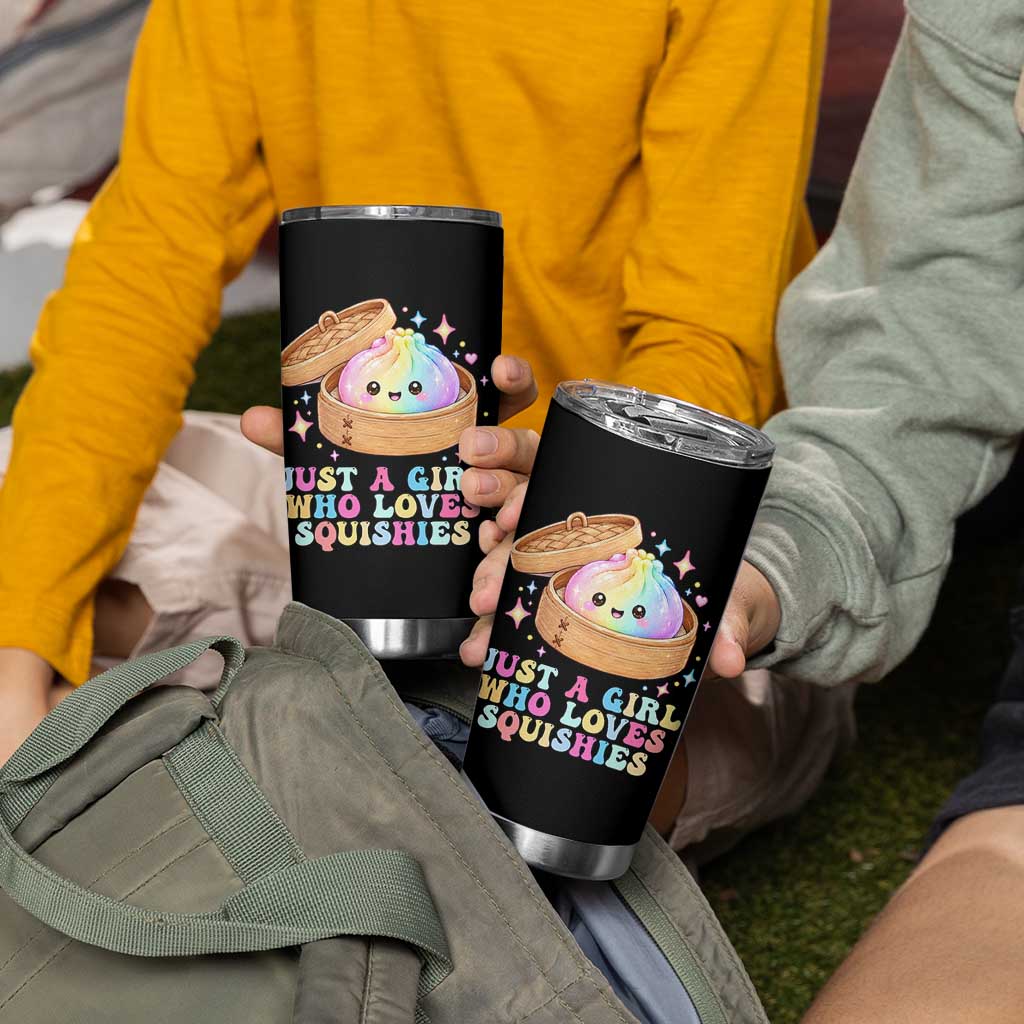 Just A Girl Who Loves Squishies Tumbler Cup Cute Rainbow Dumpling Squishy Graphic