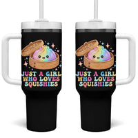 Just A Girl Who Loves Squishies Tumbler With Handle Cute Rainbow Dumpling Squishy Graphic