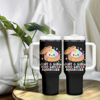 Just A Girl Who Loves Squishies Tumbler With Handle Cute Rainbow Dumpling Squishy Graphic