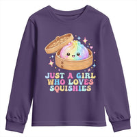 Just A Girl Who Loves Squishies Youth Sweatshirt Cute Rainbow Dumpling Squishy Graphic