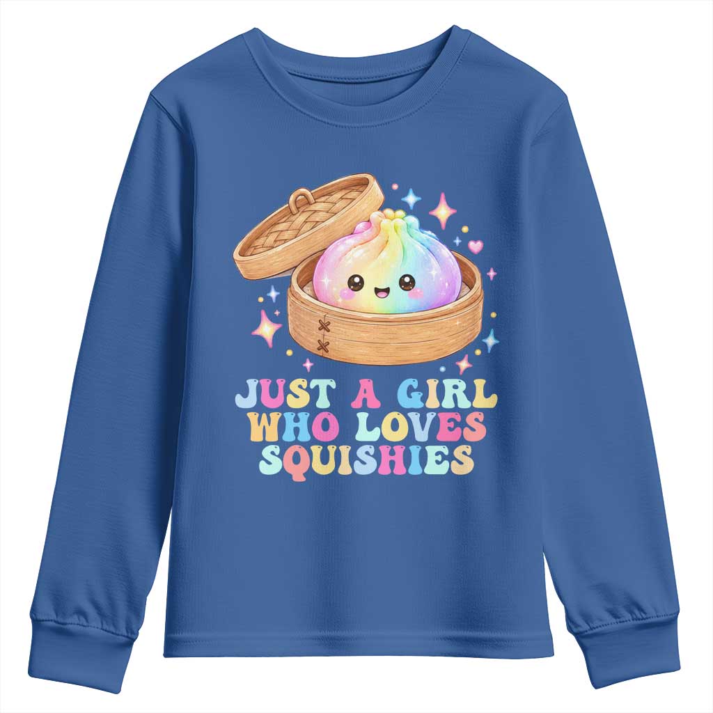 Just A Girl Who Loves Squishies Youth Sweatshirt Cute Rainbow Dumpling Squishy Graphic