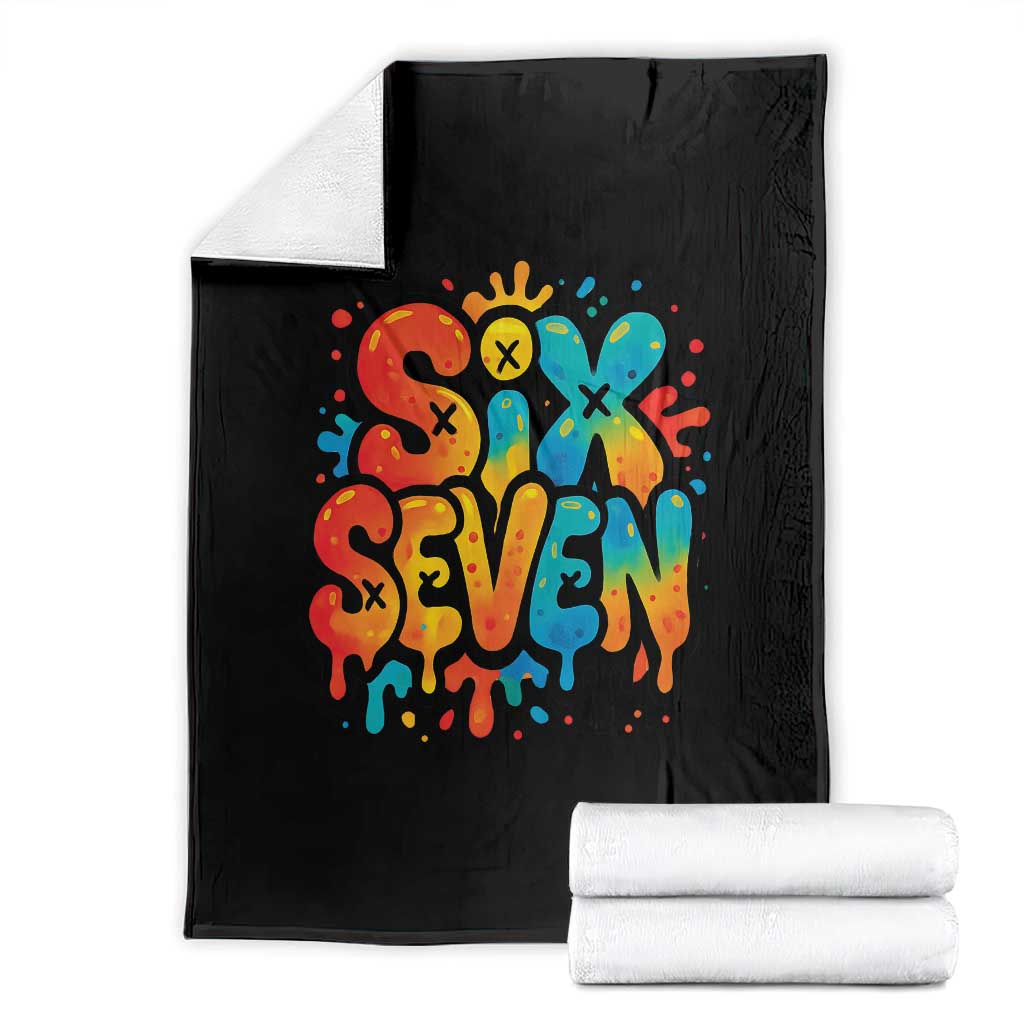 Fun Six Seven Graffiti Throw Blanket Funny 67 Meme Gen Alpha Slang Streetwear Hip Hop - Wonder Print Shop