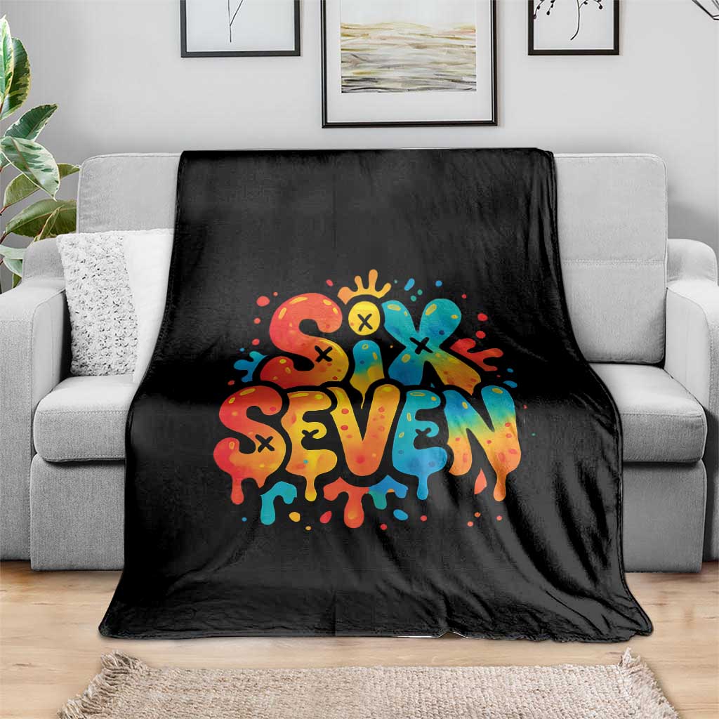 Fun Six Seven Graffiti Throw Blanket Funny 67 Meme Gen Alpha Slang Streetwear Hip Hop - Wonder Print Shop