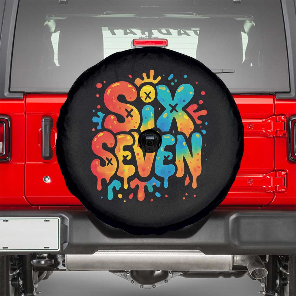 Fun Six Seven Graffiti Spare Tire Cover Funny 67 Meme Gen Alpha Slang Streetwear Hip Hop - Wonder Print Shop