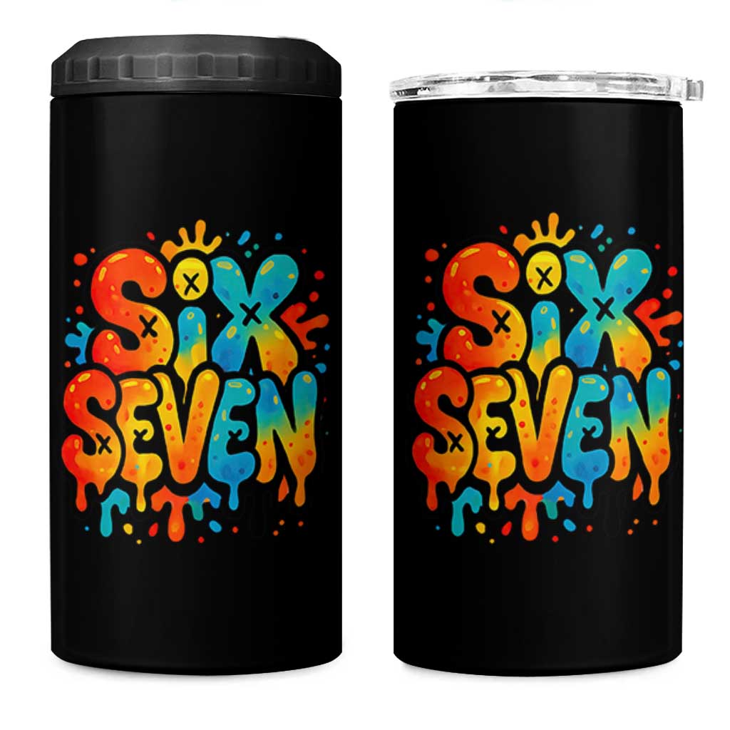 Fun Six Seven Graffiti 4 in 1 Can Cooler Tumbler Funny 67 Meme Gen Alpha Slang Streetwear Hip Hop - Wonder Print Shop