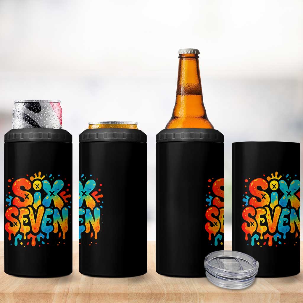 Fun Six Seven Graffiti 4 in 1 Can Cooler Tumbler Funny 67 Meme Gen Alpha Slang Streetwear Hip Hop - Wonder Print Shop