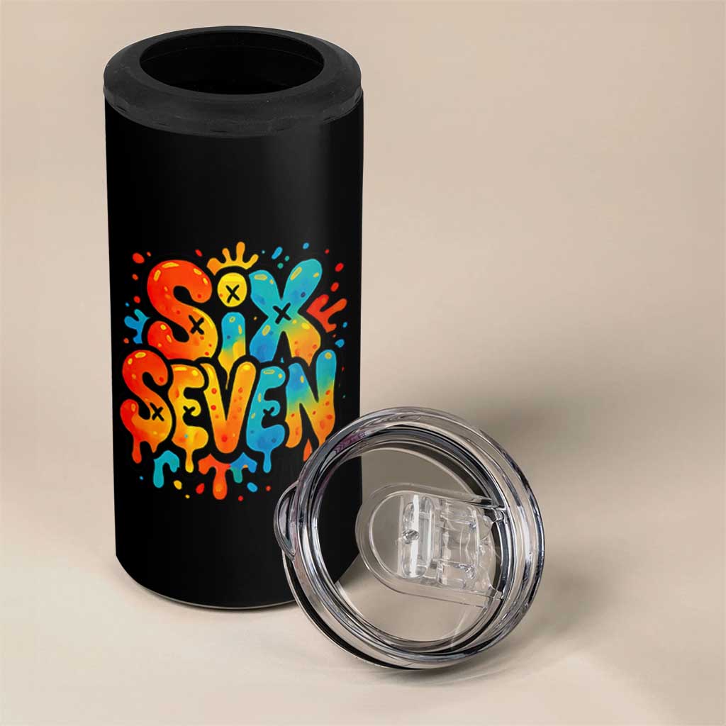 Fun Six Seven Graffiti 4 in 1 Can Cooler Tumbler Funny 67 Meme Gen Alpha Slang Streetwear Hip Hop - Wonder Print Shop