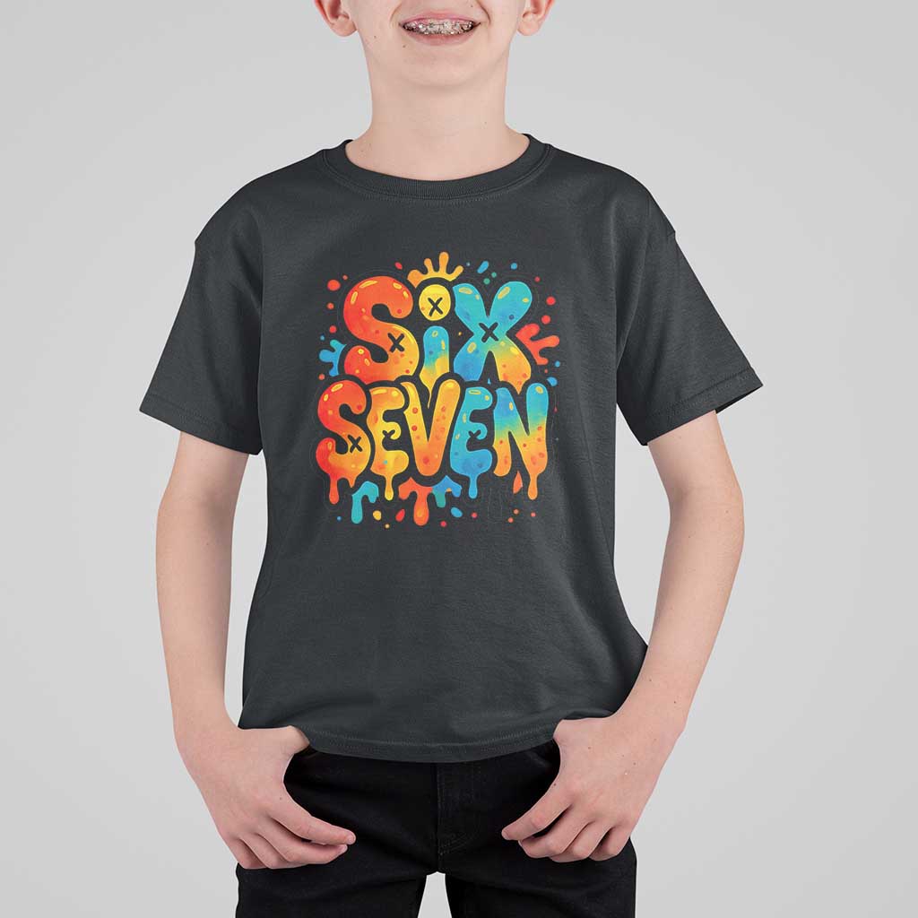 Fun Six Seven Graffiti T Shirt For Kid Funny 67 Meme Gen Alpha Slang Streetwear Hip Hop - Wonder Print Shop