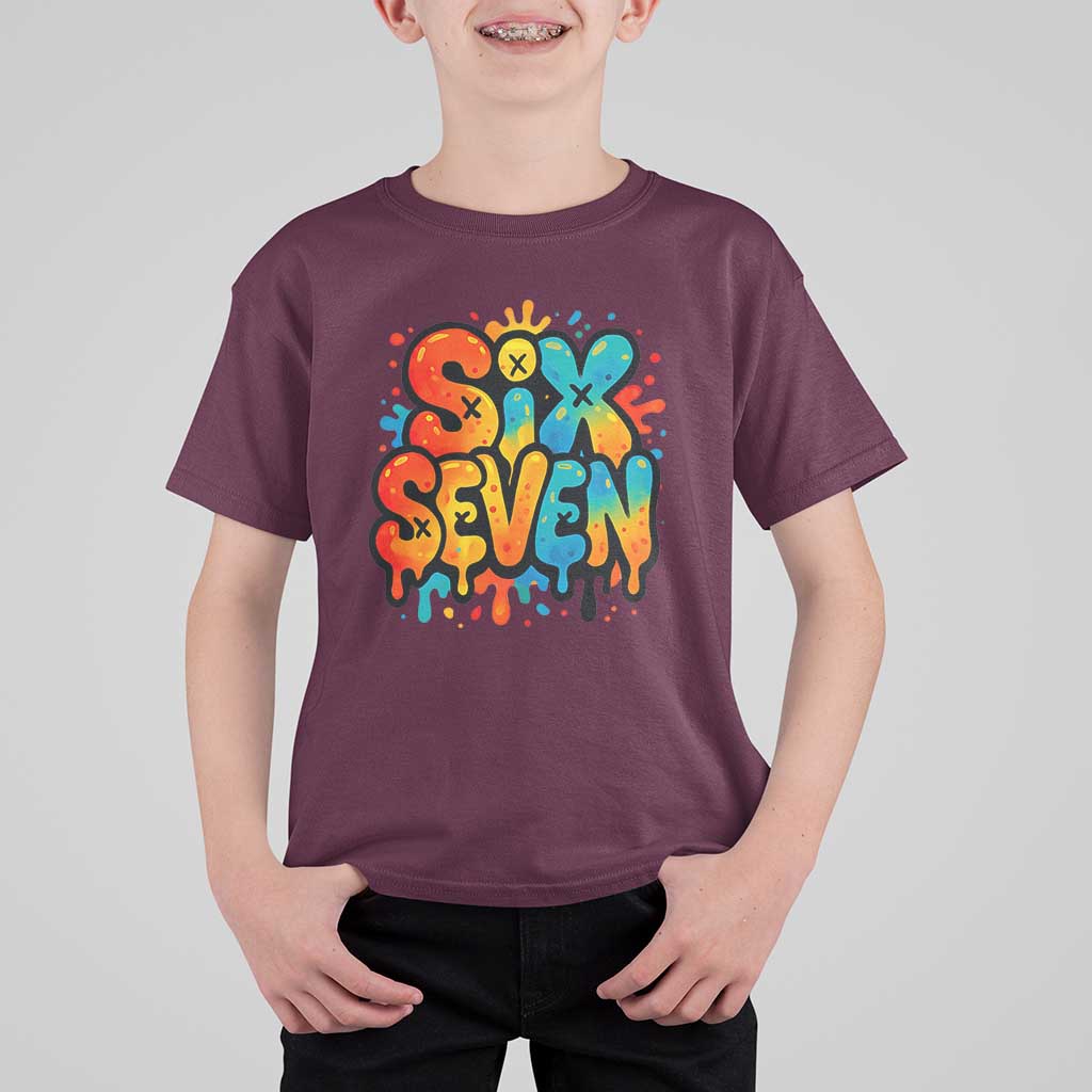 Fun Six Seven Graffiti T Shirt For Kid Funny 67 Meme Gen Alpha Slang Streetwear Hip Hop - Wonder Print Shop
