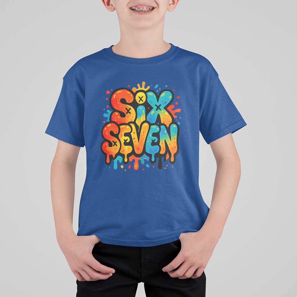 Fun Six Seven Graffiti T Shirt For Kid Funny 67 Meme Gen Alpha Slang Streetwear Hip Hop - Wonder Print Shop