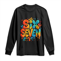 Fun Six Seven Graffiti Long Sleeve Shirt Funny 67 Meme Gen Alpha Slang Streetwear Hip Hop - Wonder Print Shop
