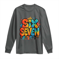 Fun Six Seven Graffiti Long Sleeve Shirt Funny 67 Meme Gen Alpha Slang Streetwear Hip Hop - Wonder Print Shop