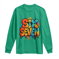 Fun Six Seven Graffiti Long Sleeve Shirt Funny 67 Meme Gen Alpha Slang Streetwear Hip Hop - Wonder Print Shop