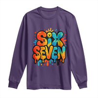 Fun Six Seven Graffiti Long Sleeve Shirt Funny 67 Meme Gen Alpha Slang Streetwear Hip Hop - Wonder Print Shop
