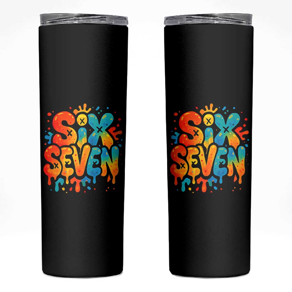Fun Six Seven Graffiti Skinny Tumbler Funny 67 Meme Gen Alpha Slang Streetwear Hip Hop - Wonder Print Shop