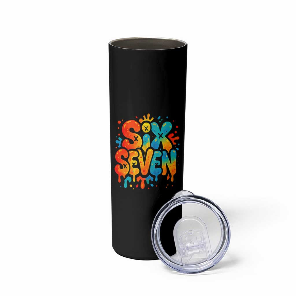 Fun Six Seven Graffiti Skinny Tumbler Funny 67 Meme Gen Alpha Slang Streetwear Hip Hop - Wonder Print Shop