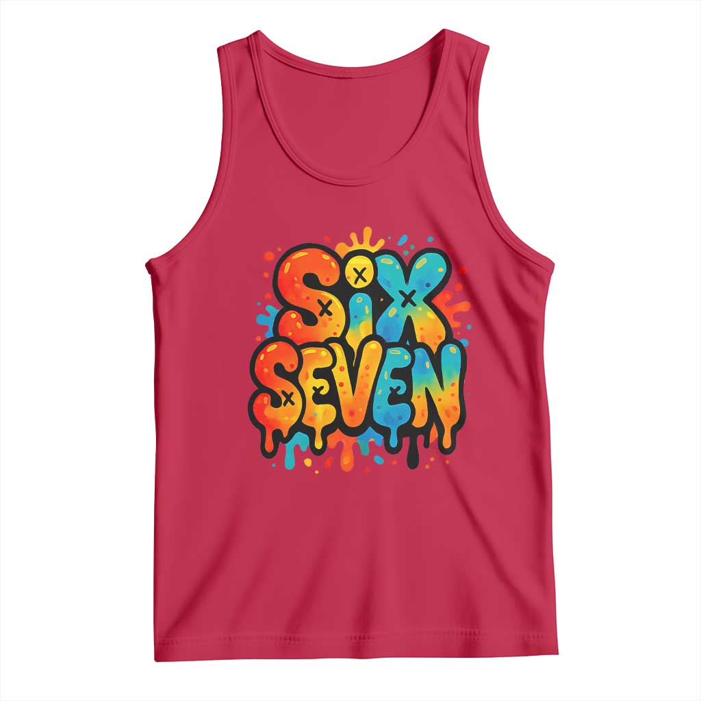 Fun Six Seven Graffiti Tank Top Funny 67 Meme Gen Alpha Slang Streetwear Hip Hop - Wonder Print Shop