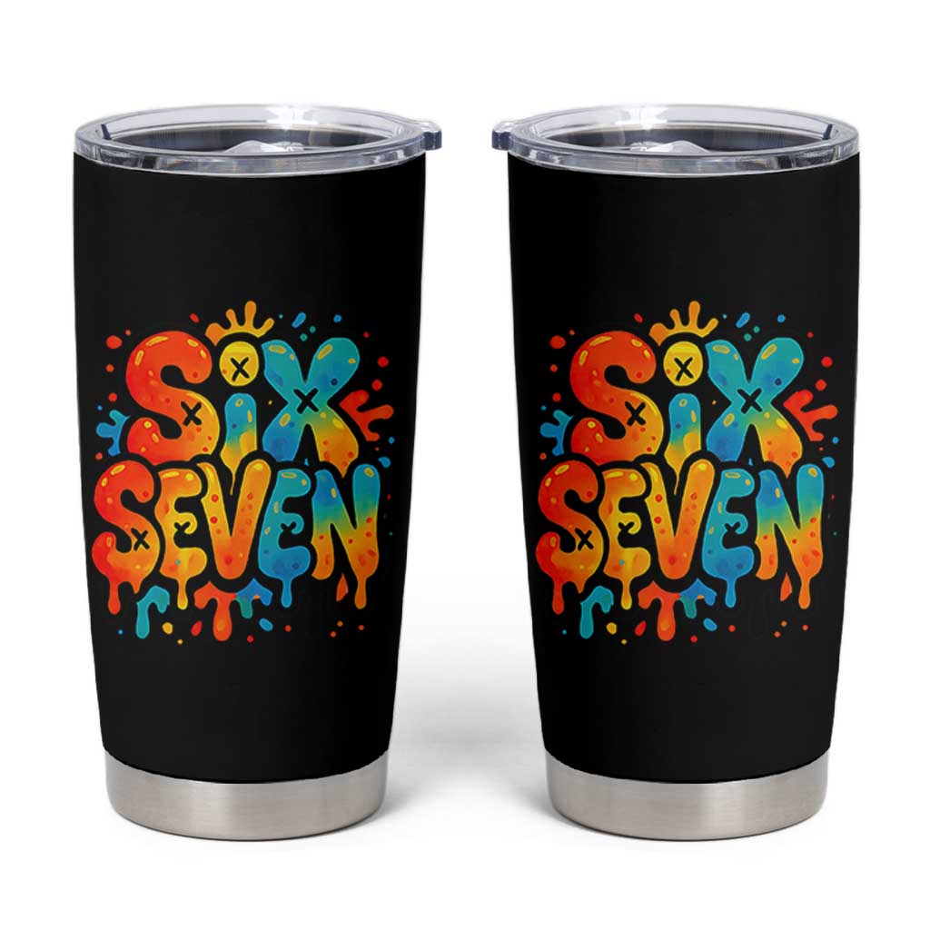 Fun Six Seven Graffiti Tumbler Cup Funny 67 Meme Gen Alpha Slang Streetwear Hip Hop - Wonder Print Shop