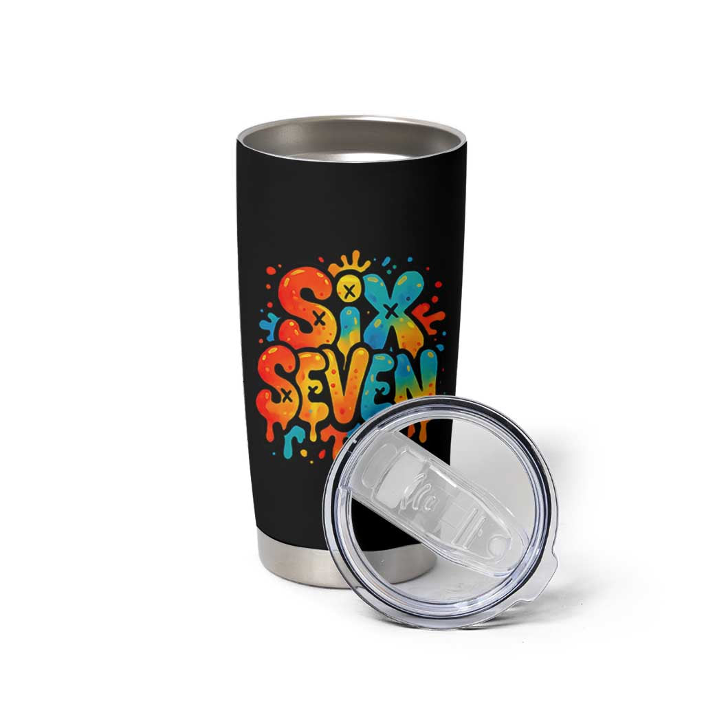 Fun Six Seven Graffiti Tumbler Cup Funny 67 Meme Gen Alpha Slang Streetwear Hip Hop - Wonder Print Shop