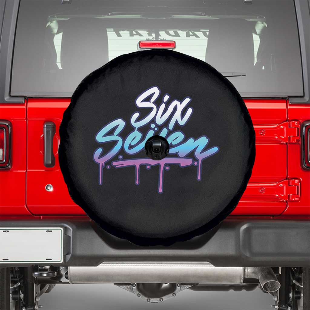 Fun Six Seven Spare Tire Cover Funny 6 7 Meme Gen Alpha Slang Streetwear Gradient - Wonder Print Shop