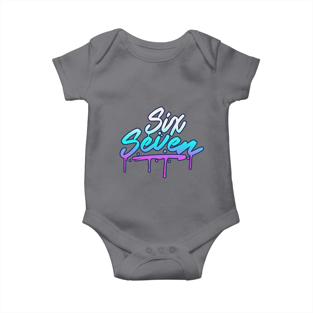 Fun Six Seven Baby Onesie Funny 6 7 Meme Gen Alpha Slang Streetwear Gradient - Wonder Print Shop