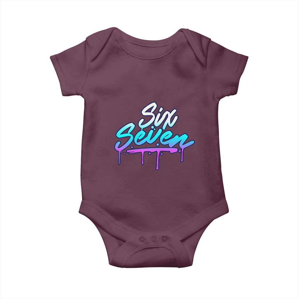 Fun Six Seven Baby Onesie Funny 6 7 Meme Gen Alpha Slang Streetwear Gradient - Wonder Print Shop
