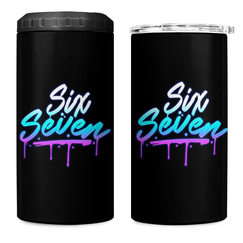 Fun Six Seven 4 in 1 Can Cooler Tumbler Funny 6 7 Meme Gen Alpha Slang Streetwear Gradient - Wonder Print Shop