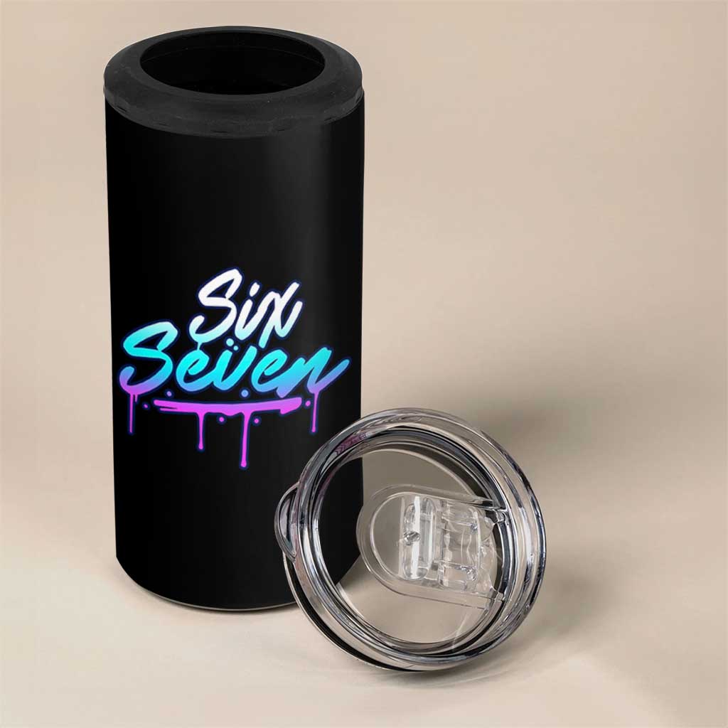 Fun Six Seven 4 in 1 Can Cooler Tumbler Funny 6 7 Meme Gen Alpha Slang Streetwear Gradient - Wonder Print Shop