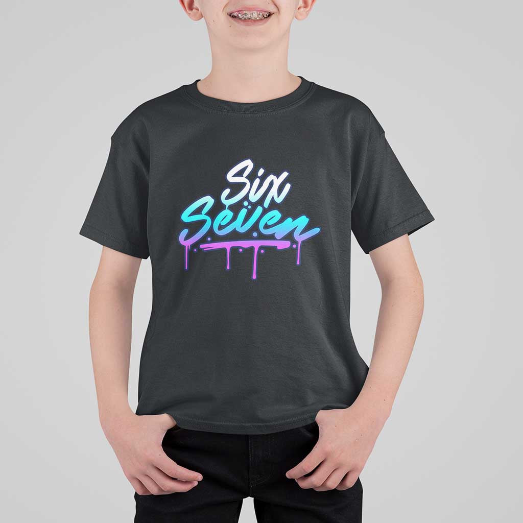 Fun Six Seven T Shirt For Kid Funny 6 7 Meme Gen Alpha Slang Streetwear Gradient - Wonder Print Shop
