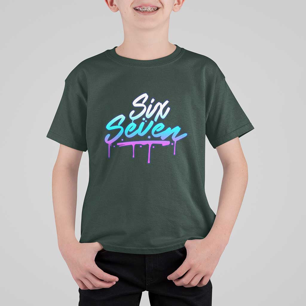 Fun Six Seven T Shirt For Kid Funny 6 7 Meme Gen Alpha Slang Streetwear Gradient - Wonder Print Shop