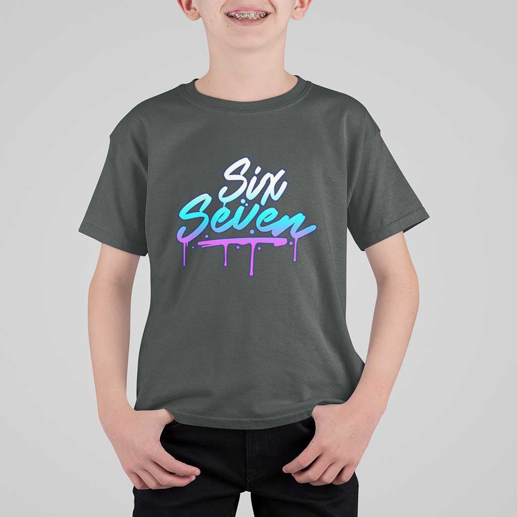 Fun Six Seven T Shirt For Kid Funny 6 7 Meme Gen Alpha Slang Streetwear Gradient - Wonder Print Shop