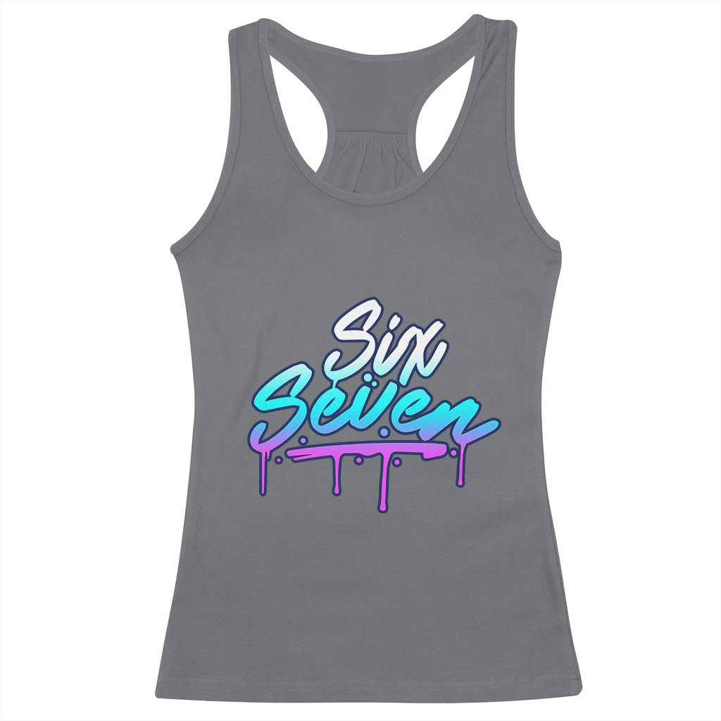 Fun Six Seven Racerback Tank Top Funny 6 7 Meme Gen Alpha Slang Streetwear Gradient - Wonder Print Shop