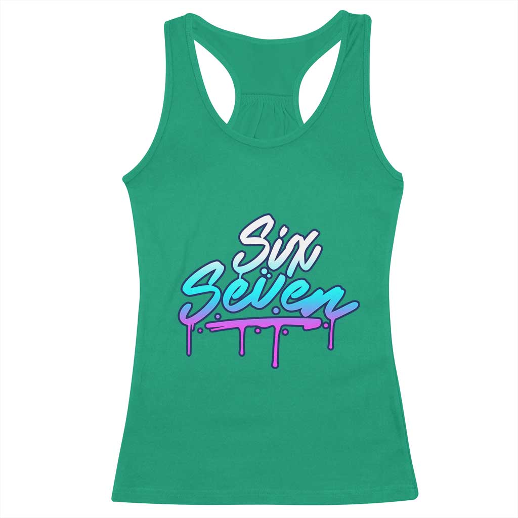Fun Six Seven Racerback Tank Top Funny 6 7 Meme Gen Alpha Slang Streetwear Gradient - Wonder Print Shop