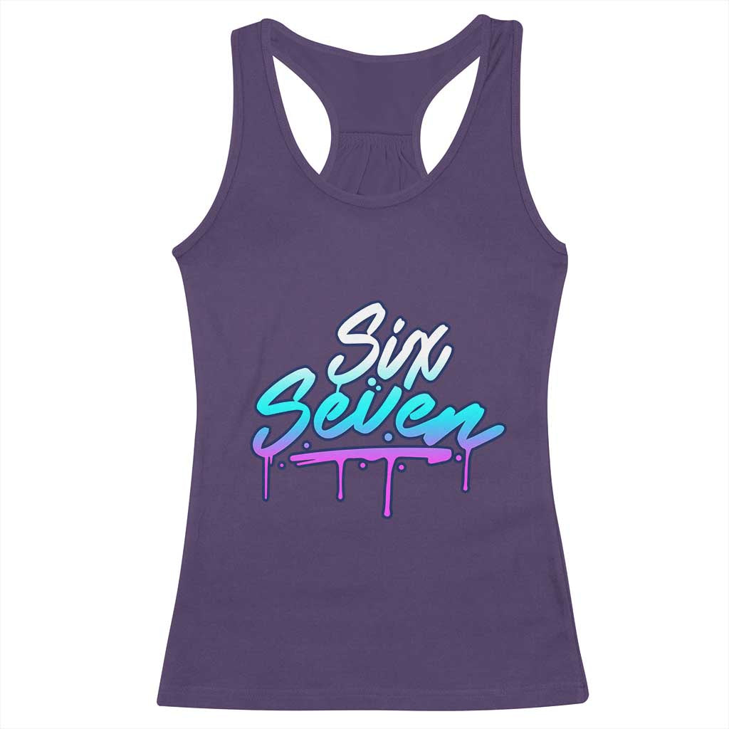Fun Six Seven Racerback Tank Top Funny 6 7 Meme Gen Alpha Slang Streetwear Gradient - Wonder Print Shop