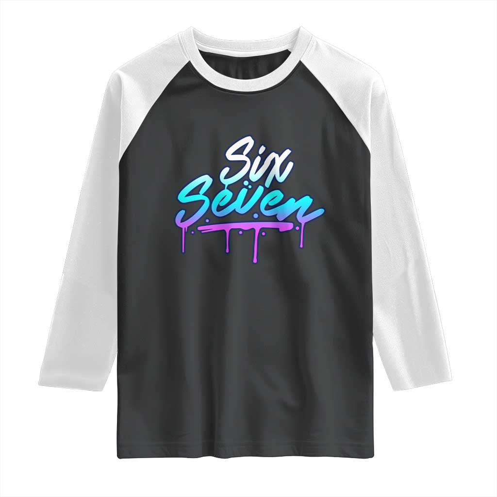 Fun Six Seven Raglan Shirt Funny 6 7 Meme Gen Alpha Slang Streetwear Gradient - Wonder Print Shop