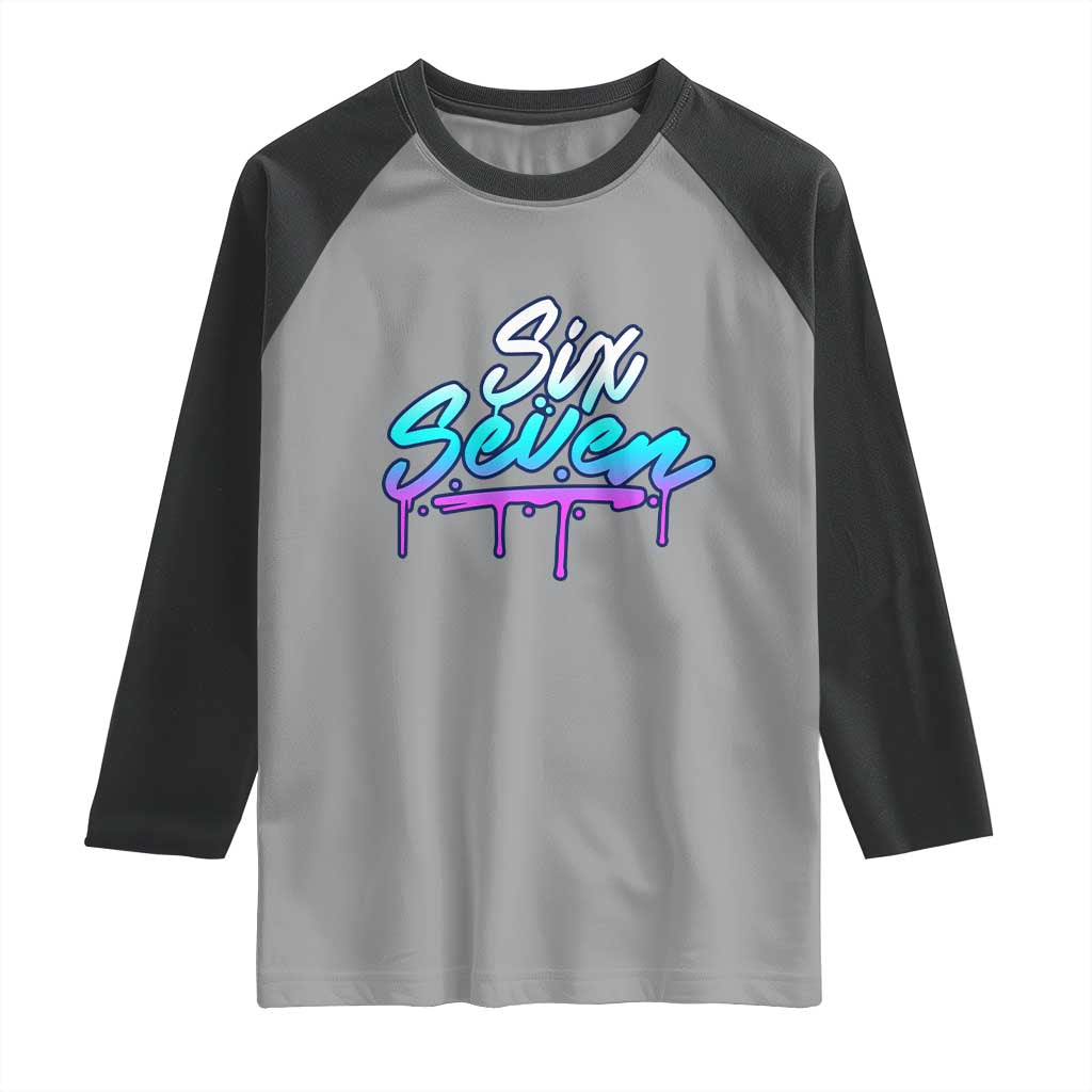 Fun Six Seven Raglan Shirt Funny 6 7 Meme Gen Alpha Slang Streetwear Gradient - Wonder Print Shop