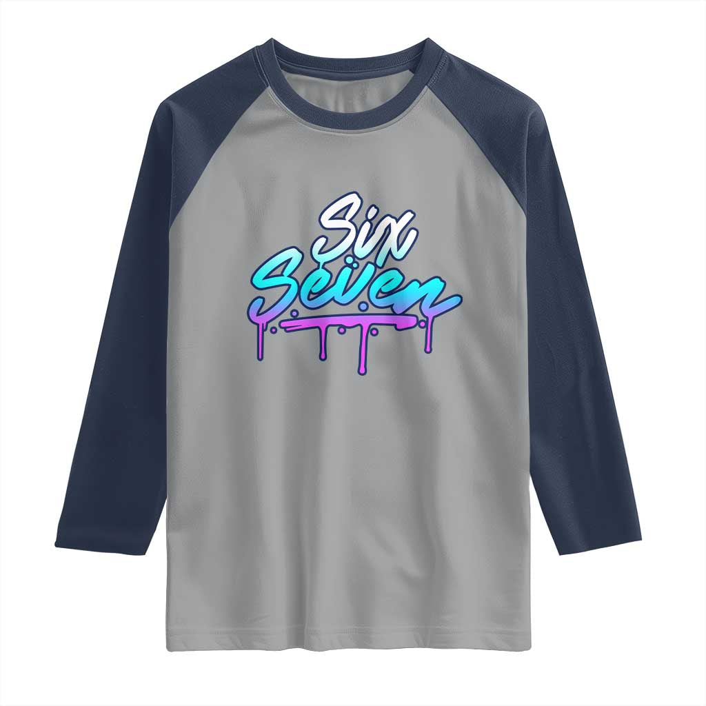 Fun Six Seven Raglan Shirt Funny 6 7 Meme Gen Alpha Slang Streetwear Gradient - Wonder Print Shop