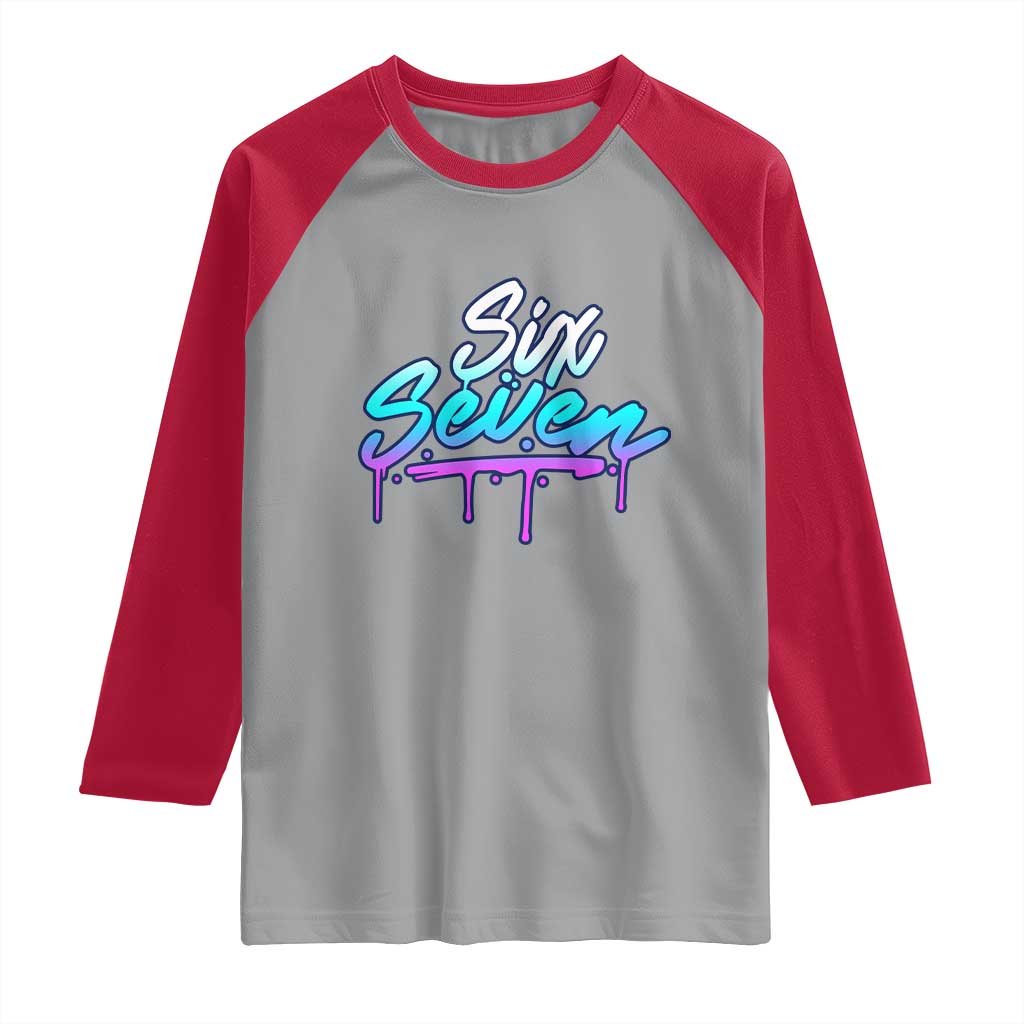 Fun Six Seven Raglan Shirt Funny 6 7 Meme Gen Alpha Slang Streetwear Gradient - Wonder Print Shop