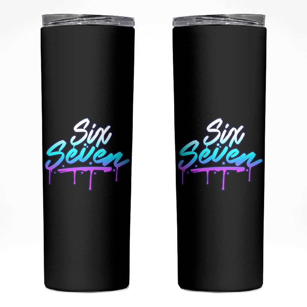 Fun Six Seven Skinny Tumbler Funny 6 7 Meme Gen Alpha Slang Streetwear Gradient - Wonder Print Shop