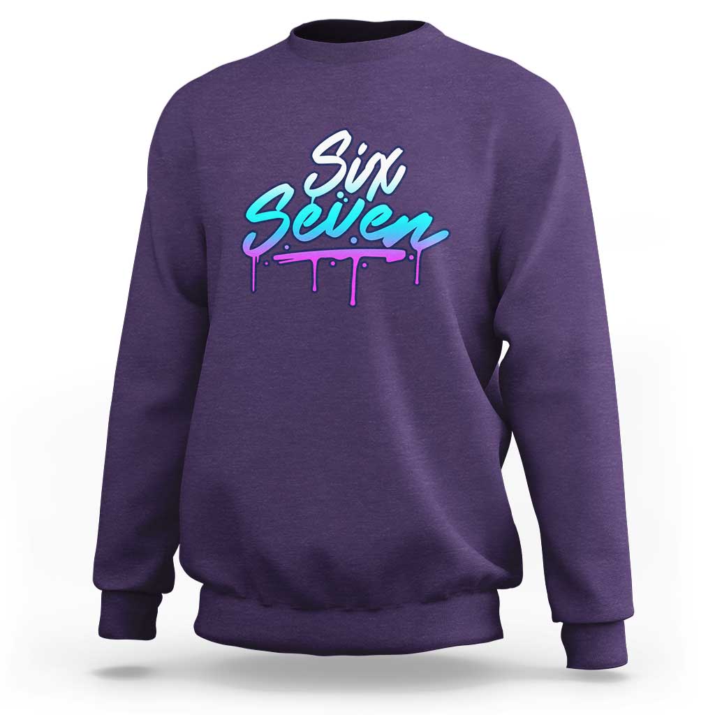 Fun Six Seven Sweatshirt Funny 6 7 Meme Gen Alpha Slang Streetwear Gradient - Wonder Print Shop